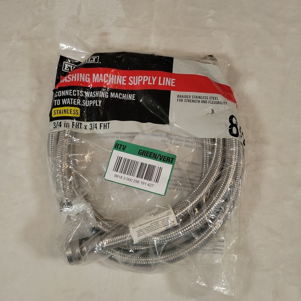 Everbilt Washing Machine Supply Line 8' Stainless 1001 280 449 3/4"FHTx3/4"FHT